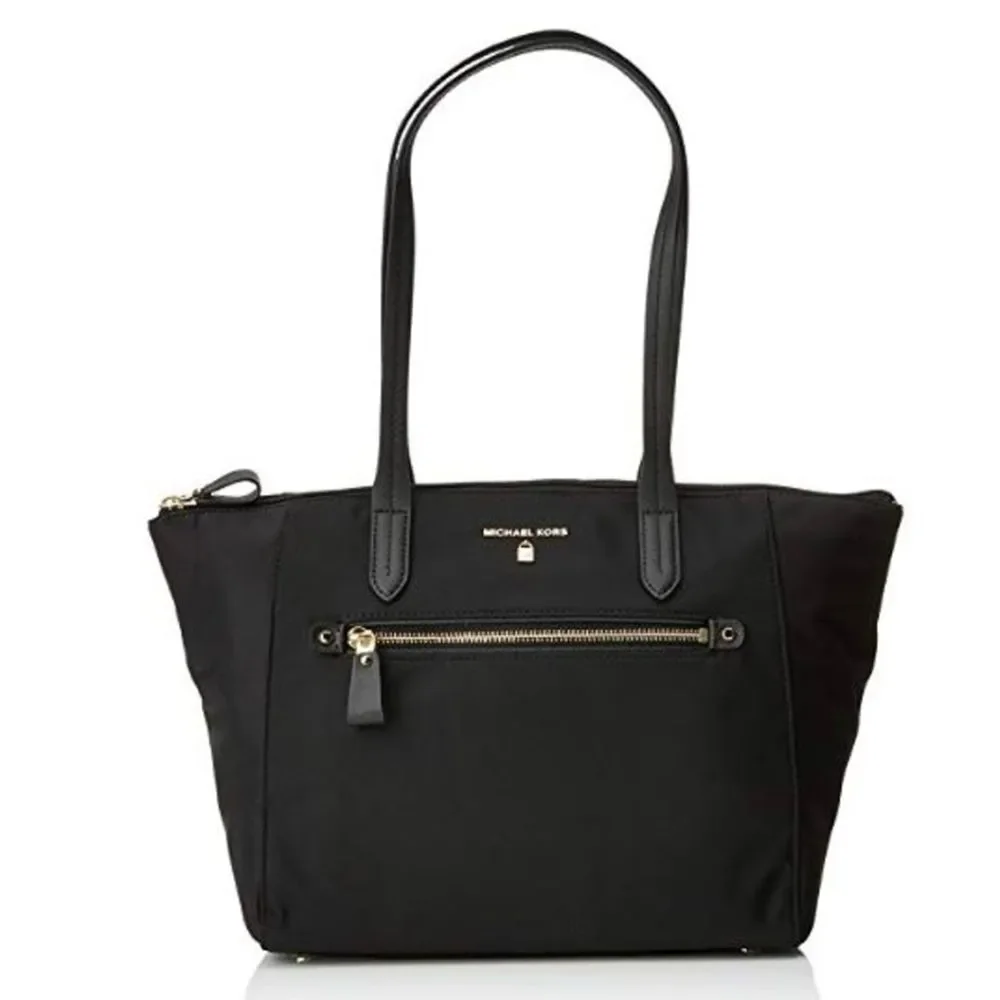Michael Kors Kelsey Black zip top luggage tote shoulder bag vinyl
